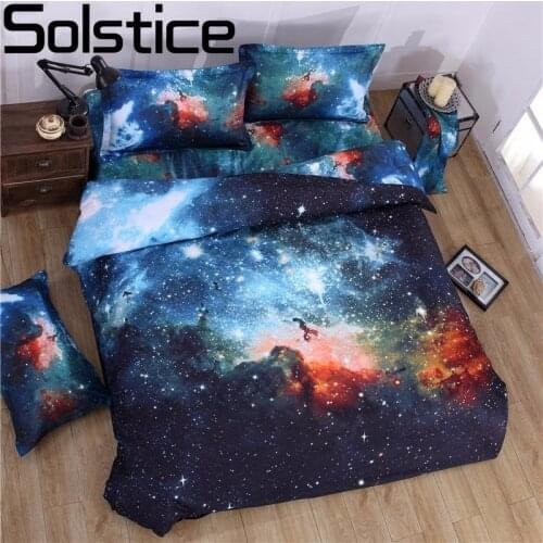 Solstice Textiles 3D High Quality Galaxy Bedding Set Milky Way Style Bed Linings Twin/Queen Size Bed Sheets Duvet Cover 4pcs Set