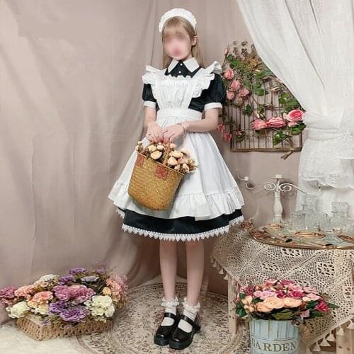 Japanese short sleeve short skirt Cosplay dress lovely Lolita uniform daily dress traditional Maid Dress