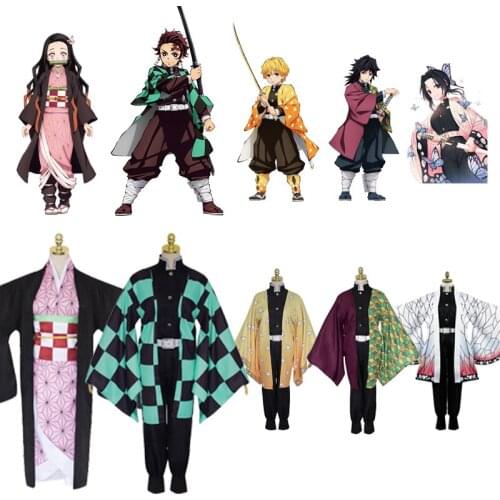Demon Slayer Cosplay Tanjirou Nezuko Kamado Costumes Kimetsu no Yaiba Cosplay Costumes Zenitsu Agatsuma Inosuke Hashibira Dress