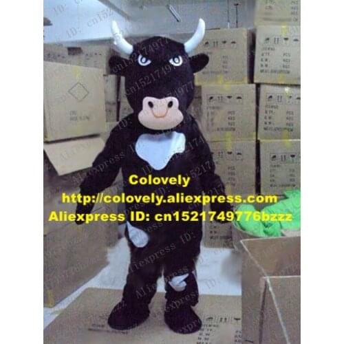 New Black Wild Ox Mascot Costume Mascotte Water Buffalo Cattle Cow Kerbau With Big Pink Nose White Eyes Adult No.2693 Free Ship