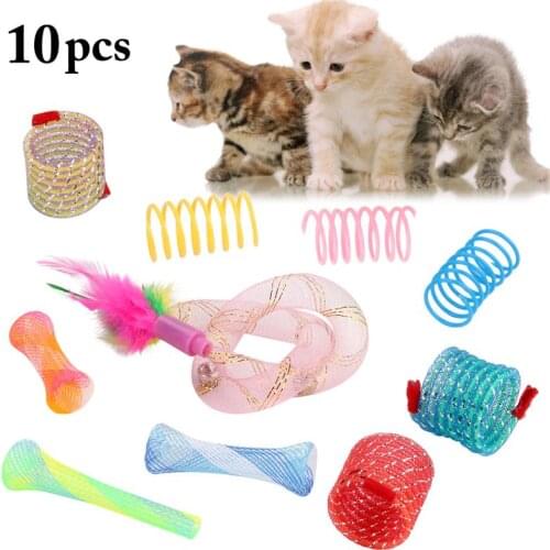 Legendog 10Pcs/Set Cat Toys Assorted Spring Tube Toy Cat Interactive Toy Cat Teaser Toys Pet Supplies Cat Favors