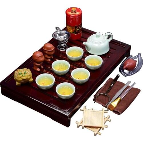 Hot Sales Fathers Day Gift Idea Kung Fu Tea Set Drinkware Chinese Tea Ceremony with Tea Table Over Eight-piece Set High-end Gift