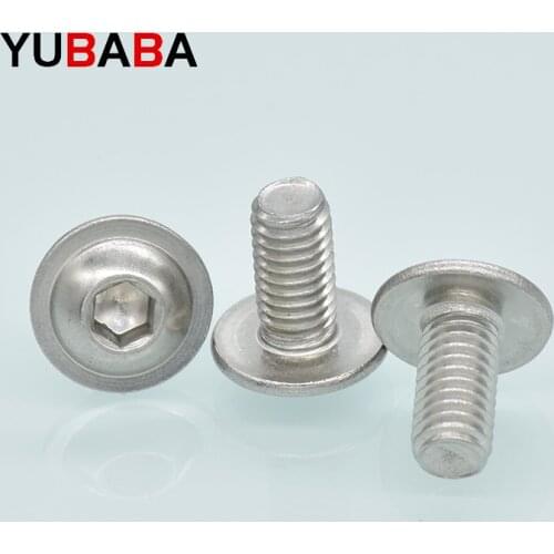 20Pcs M3 M4 M5 M6 304 Stainless Steel Half Round button Flange Head with Washer Inner Hex Socket allen Screws Bolt