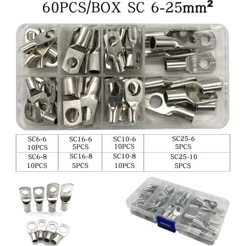 Copper Ring Terminal Car Auto Wire Connector 60/100/220Pcs Bare Cable Battery Soldered Terminals