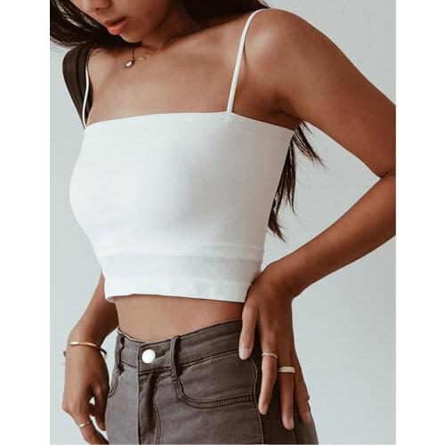 Fahion Tank Top Women Cotton Tops Female Black White Crop Top Cami Seamless Underwear Basic Tanks Sexy Lingerie Padded Camisole