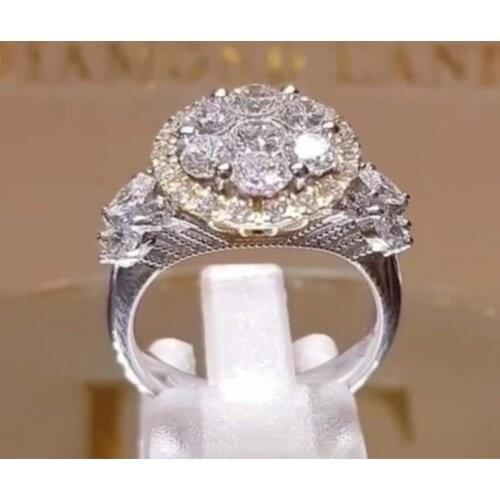 2021 New Luxury Full Zircon Double Color Rings For Women Trendy Silver Plated Female Bride Jewelry Wedding Party Valentine Gifts