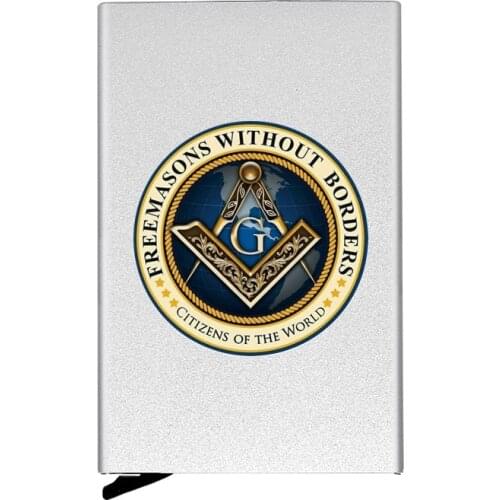 New Fashion Metal Men Women Credit Card Holder High Quality Freemasons Without Borders Travel ID Cardholder Case Rfid Wallet