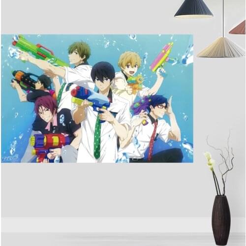 New Arrival Free Swim Club Posters On The Wall Modern Vertical/Horizontal Rectangle Poster Silk Fabric Cloth Wall Art Unframed