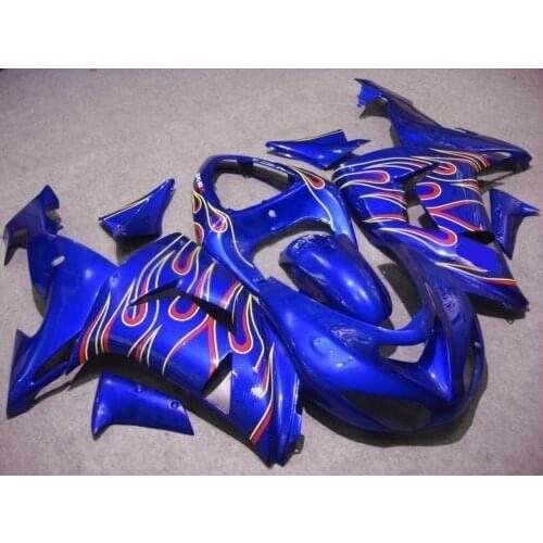 Motorcycle Fairing kit for KAWASAKI Ninja ZX10R 06 07 ZX 10R 2006 2007 zx 10r ABS blue double flames Fairings set+7gifts KF12
