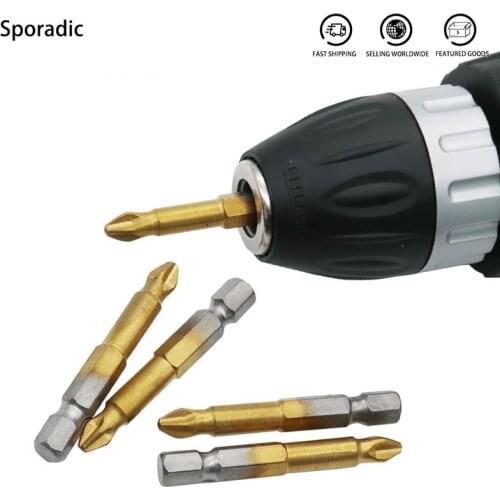 PH2 50mm 1/4" Hex Shank Non-slip PH2 hexagonal handle Titanium Coated electric screwdriver bits with magnetic tip of cross head