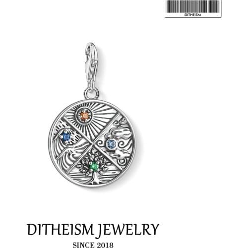 Charm Pendant Earth, Water, Air, Fire Elements Philosophers Gift fit DIY Jewelry for Bracelet Necklace with 925 Sterling Silver