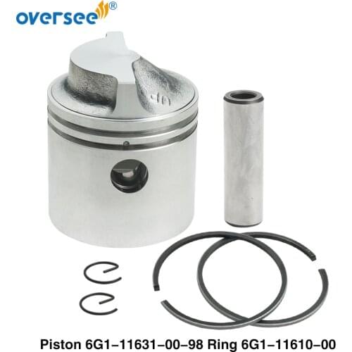 6G1-11631 & 6G1-11610 Piston with Ring STD Kit For Yamaha Outboard Motor 2T 6HP 8HP; 6G1-11631-00-98 ;6G1-11610-00 Dia.:50mm