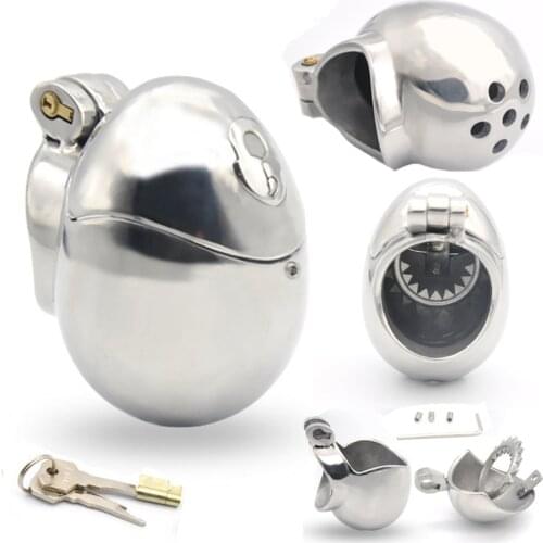 316L Stainless Steel Egg Shape Ball Stretcher Male Chastity Cage Cock Ring Sex Toys For Men Gay BDSM Restraints PenisBelt Device