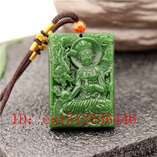 Carved Dragon Guanyin Jade Pendant Natural Chinese Green Bodhisattva Necklace Charm Jadeite Jewellery Fashion Amulet Gifts M02