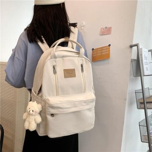 Ins Multifunction Double Zipper Women Backpack Teenager Girls Laptop Backpack Student Shoulder Book Bag Korean Style Schoolbag