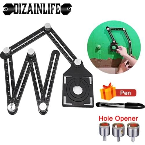 Aluminum Alloy Six-Sided Ruler Measuring Instrument Template Angle Tool Mechanism Slides with Hole Locator Drill Guide Tile Hole