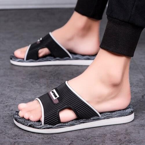 QUAOAR Mens Slippers EVA Men Shoes Women Couple Flip Flops Soft Black and White Stripes Casual Summer Male Chaussures Femme