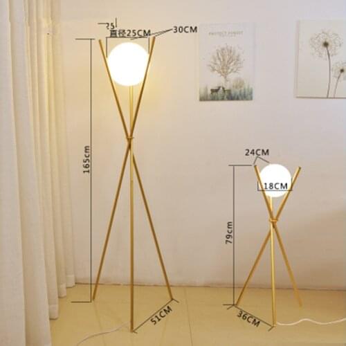 Modern Glass Ball Gold Floor Lamp Home Decor Tripod Standing Lamps Metal Stand Lights for Living Room Bedroom Light Fixtures