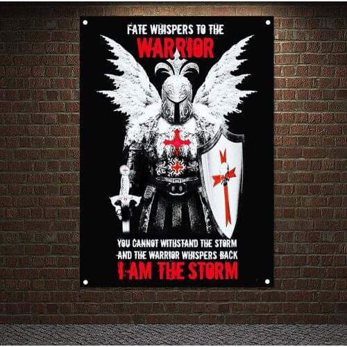Medieval Warrior Armor Painting Wall Hanging Knight Templar Flag Banner Hang on the wall 4 grommets Custom Flag Home Decor U4