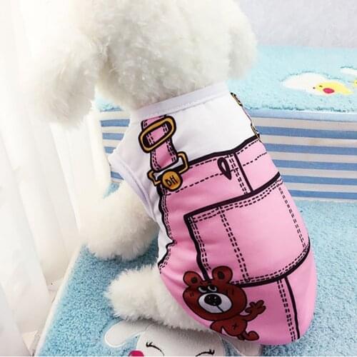 Spring Summer Cotton Dog Clothes Pet Fake Strap Vest Cat Dog Shirt Breathable Cute Pet Clothes Supplies XS-2XL
