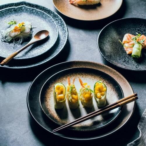 Japanese plate Ceramic tableware Pizza snack steak dinner Porcelain tableware Food tray