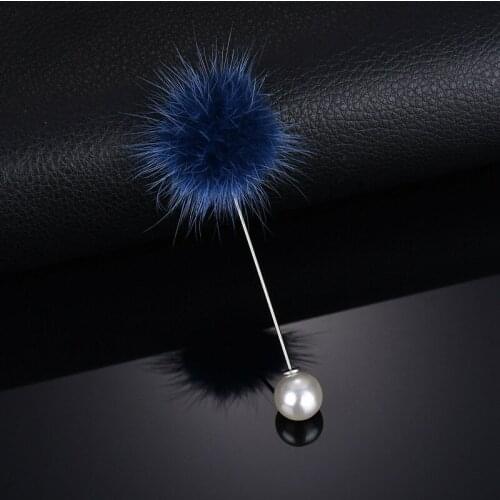 Charm Simulated Pearl Brooch Pins Korean Fur pompom Ball Women Girls Badges Piercing Lapel Brooches Collar Charm Jewelry Gifts