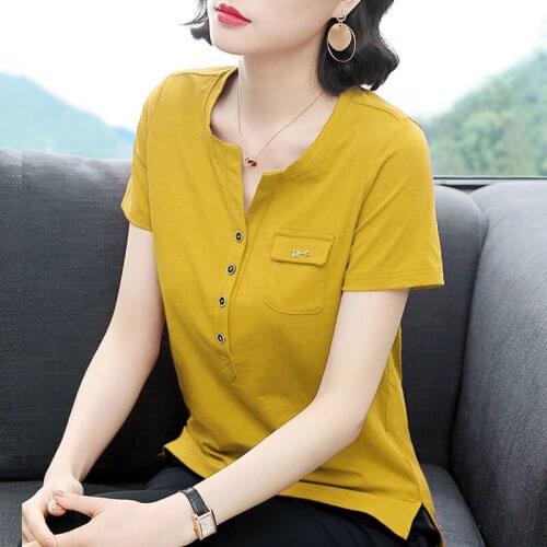 Women Spring Summer Style T-Shirts Tops Lady Casual Short Sleeve V-Neck Loose Style Plus Size Tshirts Tees Top ZZ0202