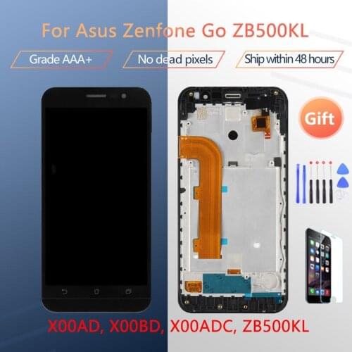 5.0 inches for ASUS Zenfone Go ZB500KL X00AD, X00BD, X00ADC LCD Display frame free tools digitizer components screen replacem