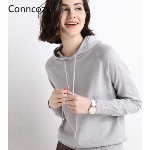 Winter Autumn New Korean Loose Hooded Sweater Womens Hoodie Solid Color Long-Sleeve Pullover Knitted Sweaters Female Jumpers