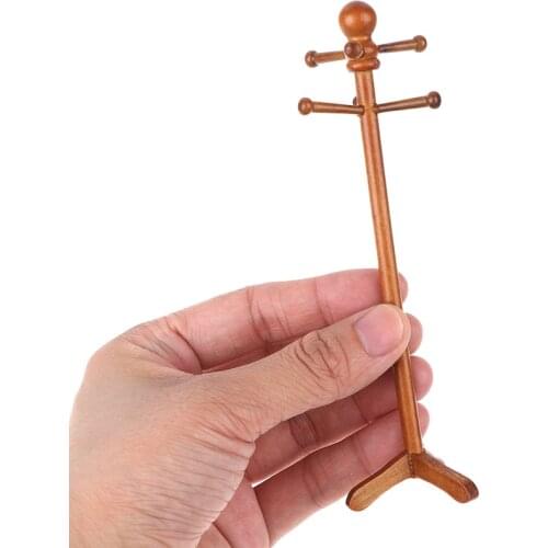 1/12 Wooden Dollhouse Miniature Classical Furniture House Decoration Clothes Shelf