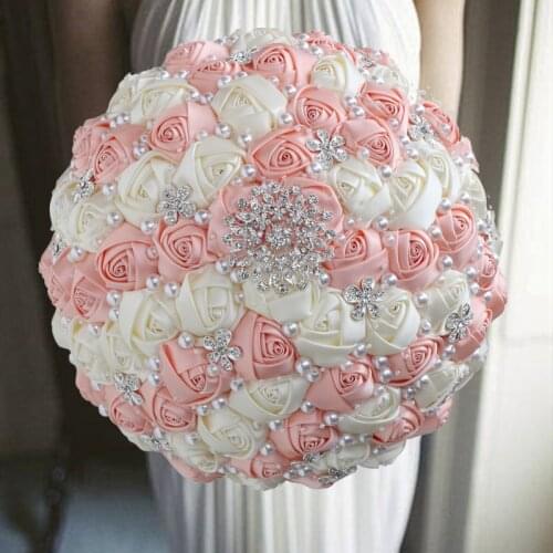 1pc/lot Pink Wedding Bride Flower With Pearl For Wedding Decoration