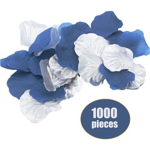 1000 Pcs Mixed Silver and Navy Blue Artificial Silk Rose Petal Flower Centerpieces Table Scatters Confetti Diy Wedding Decor