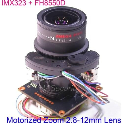 1080P AHD Motorized 2.8-12mm Zoom & Focus Lens 1/2.9" Sony IMX323 + FH8550 CCTV camera module PCB board +OSD cable