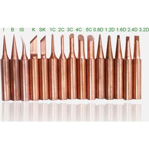 15pcs/lot Lead-free Red copper Pure copper Solder tip 900M-T For Hakko 936 FX-888D Saike 909D 852D+ 952D Diamagnetic DIY