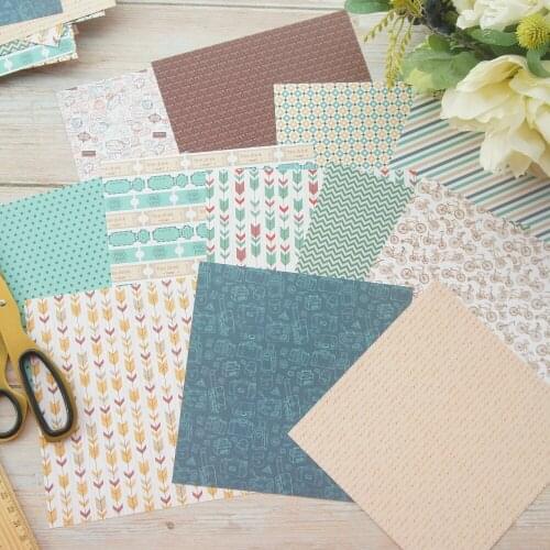 24 Sheets DIY 12 Style 15.2*15.2cm Earth Color System Theme Craft Paper Scrapbooking Creative Paper DIY Gift Use