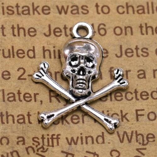 24Pcs/Lot Antique Silver Plated Cross Skull Pendants Horror Charm DIY Handmade Earrings Accessories Findings Jewelry Gift Making
