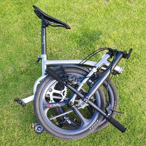 349HV3-TS All Handmade Toray Carbon 74/112mm V Disc Brake 3spokes Taiwan Hubsmith Trispoke Wheel For Brompton