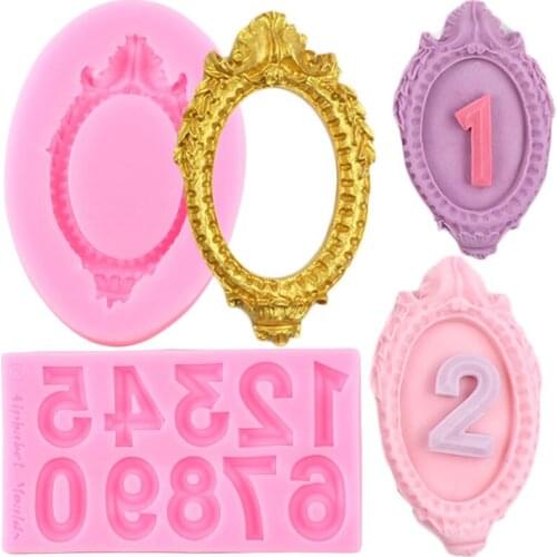 3D Numbers Frame Silicone Mold DIY Baby Birthday Cupcake Topper Fondant Cake Decorating Tools Chocolate Candy Polymer Clay Mould