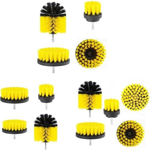 4pcs/set Electric Drill Brush Kit Tile Grout Scrubber Cleaning Drill Nylon Brushes Tub Cleaner Kit Wood Grinding Polishing Tool
