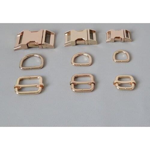 50Sets/Pack Wholesale Metal Buckles Clasp Belt Strap Half Ring For Bag Dog Collar Paracord Hook Adjuster Slider Harness Hardware