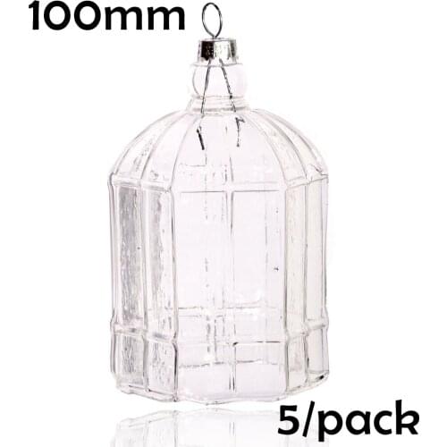 Promotion - DIY Paintable Clear Christmas Decoration Ornament 100mm Glass Bird Cage, 5/Pack