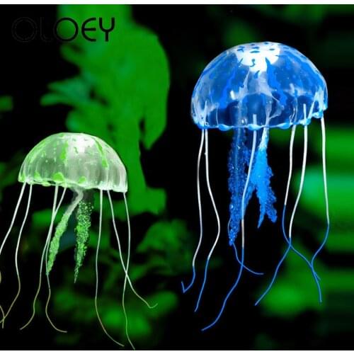 Artificial Glowing Jellyfish Aquarium Float Effect Decoration Fish Tank Underwater Live Plant Luminous Ornament Aquatic Landscap
