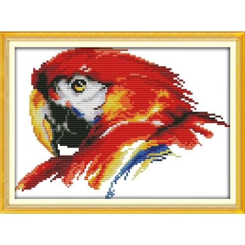 Scarlet macaw (2) cross stitch kit cartoon 11ct count canvas stitches embroidery DIY handmade needlework plus