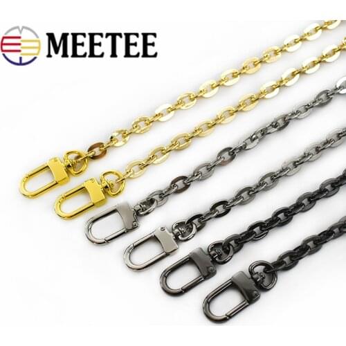 Meetee 1pc 6mm 100/110/120cm Metal Purse Chains Bags Strap Buckles Replacement Shoulder Crossbody Bag Straps Wallet Handle BF930