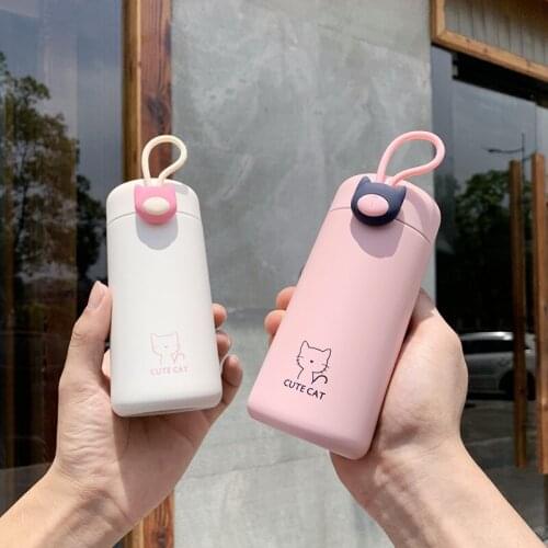 Stainless Steel Cup Vacuum Bottle Flask Thermos Bottle Cute Cat Girl Women Students Portable Mini Water Bottles 270ml