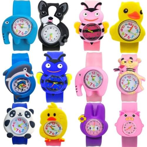 Cartoon Cat Mouse Dog Pink Pig Childrens Watch Flapping Sports Quartz Watch for 3-10 Years Old Boys Girls Kids Gift Clock