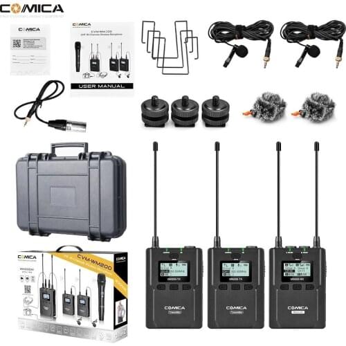 COMICA CVM-WM200A UHF Wireless Microphone Professional Recording mic Lavalier Microphone for DSLR & Camcorder Video