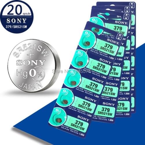 20pc FOR SONY 1.55V 379 SR521SW D379 SR63 V379 AG0 Button Batteries For Watch Toy Remote Cell Coin Battery