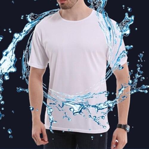 Creative Hydrophobic Anti-Dirty Waterproof Solid Color Men T Shirt Soft Short Sleeve Quick Dry Top Breathable Wear Resistant Tee