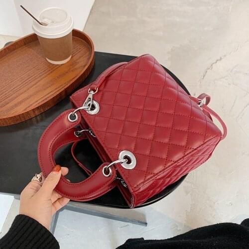 Textured small bag new trendy fashion all-match messenger net red rhombus handbag